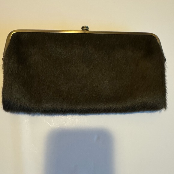 Hobo international hair on hide clutch double kiss lock wallet - Picture 1 of 16